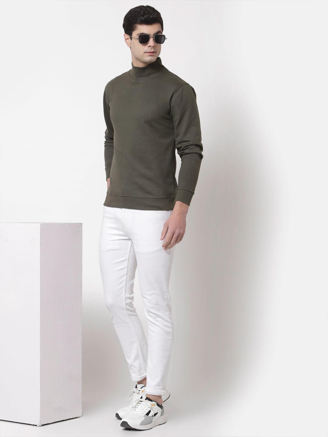 Style Quotient Men Olive Green Sweatshirt-Men's Sweatshirts-StyleQuotient