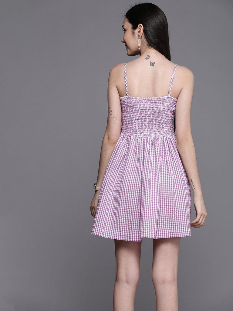 Style Quotient Purple White Checked Dress-DRESS-StyleQuotient