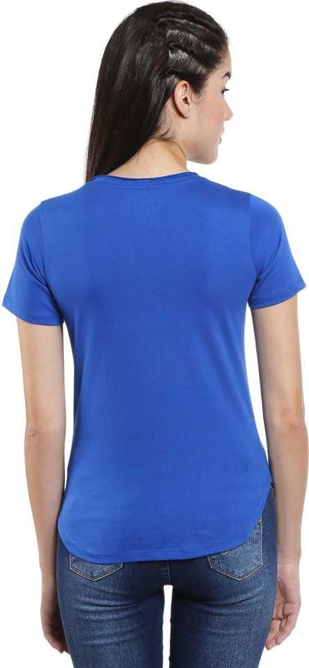 Style Quotient Women Blue V-Neck Solid Fashion Tshirts-Tshirt-StyleQuotient