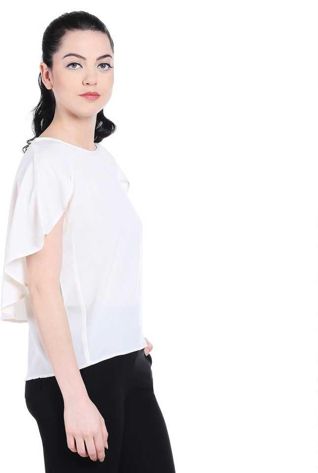 Style Quotient Women Off White RoundNeck Solid Fashion Tops-Tops-StyleQuotient