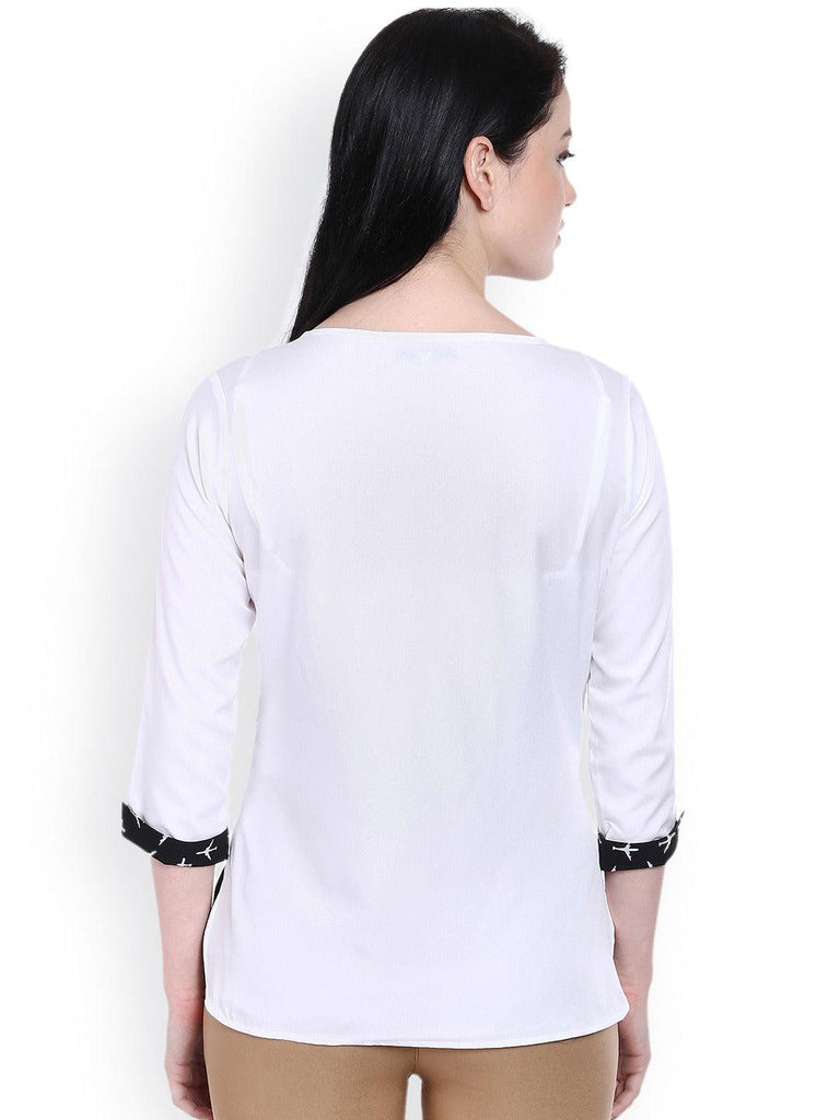 Style Quotient Women Black Round Neck Conversational Fashion Tops-Tops-StyleQuotient