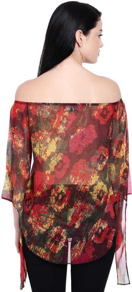 Style Quotient Women Multi OffShoulder Abstract Print Fashion Tops-Tops-StyleQuotient