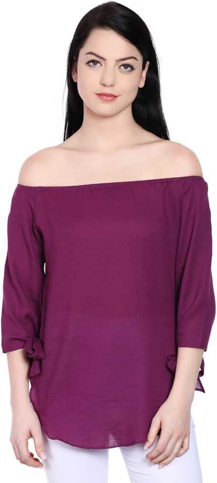 Style Quotient Women Purple OffShoulder Solid Fashion Tops-Tops-StyleQuotient