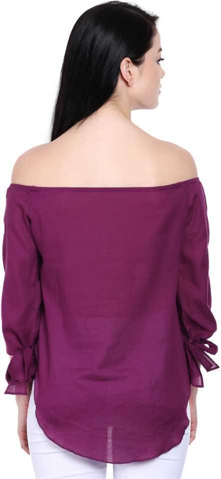 Style Quotient Women Purple OffShoulder Solid Fashion Tops-Tops-StyleQuotient