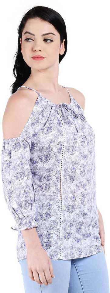 Style Quotient Women Purple Round Neck Floral Fashion Tops-Tops-StyleQuotient