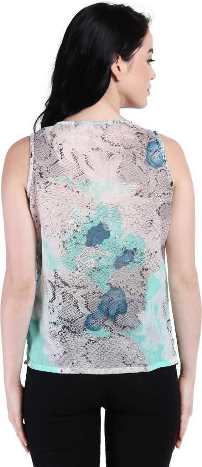 Style Quotient Women White Round Neck Animal Print Fashion Tops-Tops-StyleQuotient