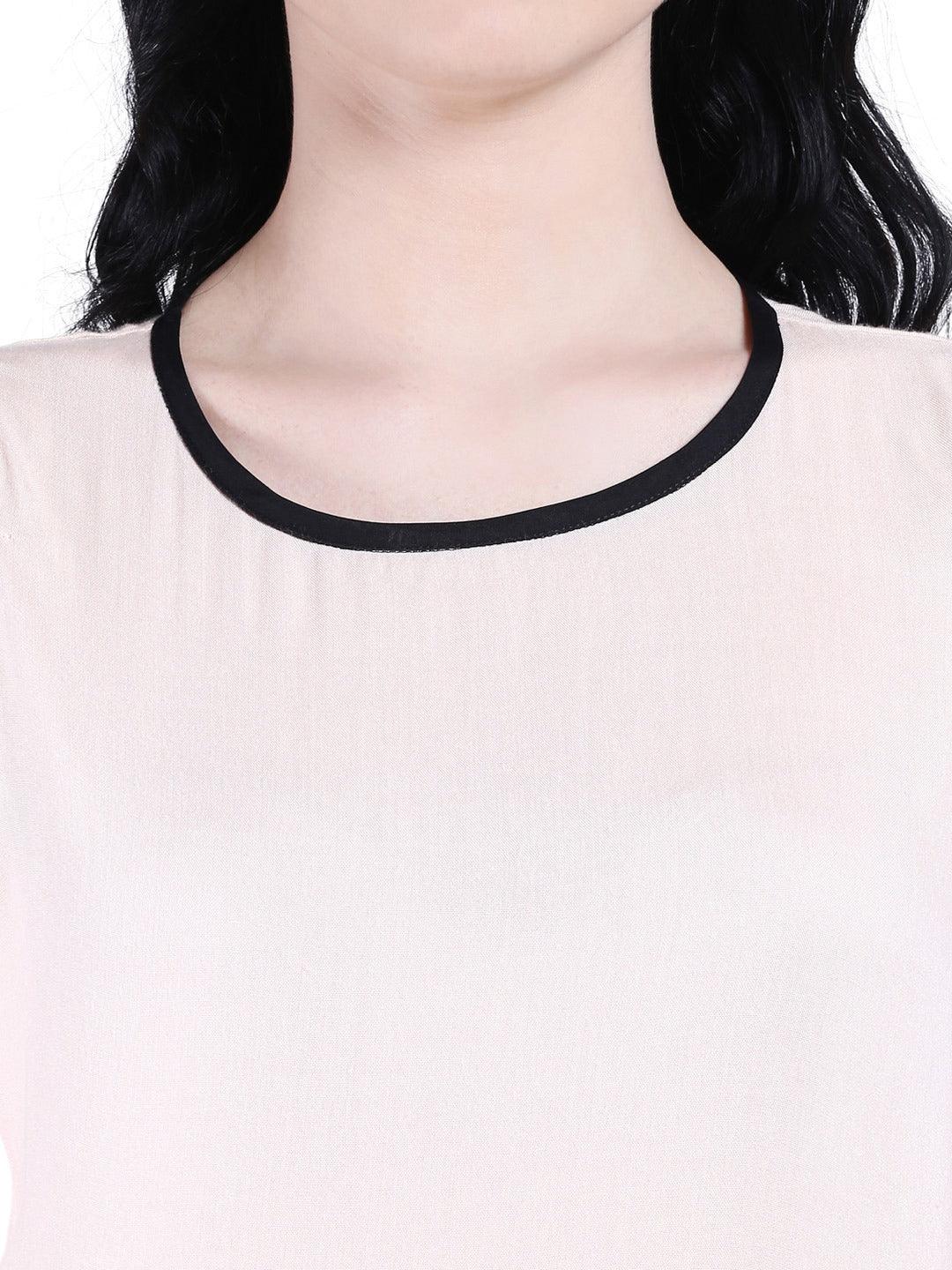 Style Quotient Women Peach Round Neck Solid Fashion Tops-Tops-StyleQuotient