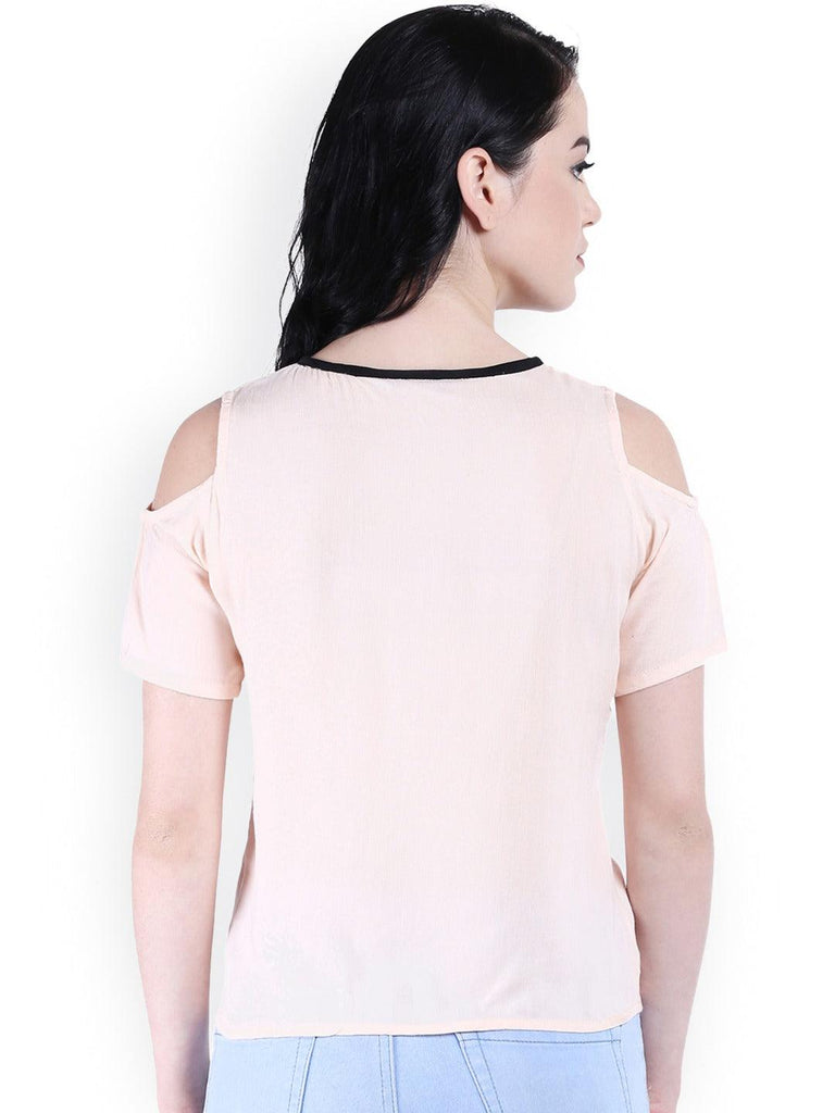 Style Quotient Women Peach Round Neck Solid Fashion Tops-Tops-StyleQuotient