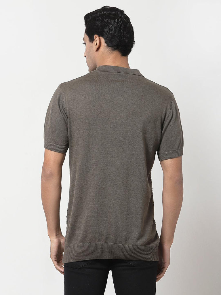Style Quotient Men Olive Self Design Tshirts-Men's Tshirt-StyleQuotient