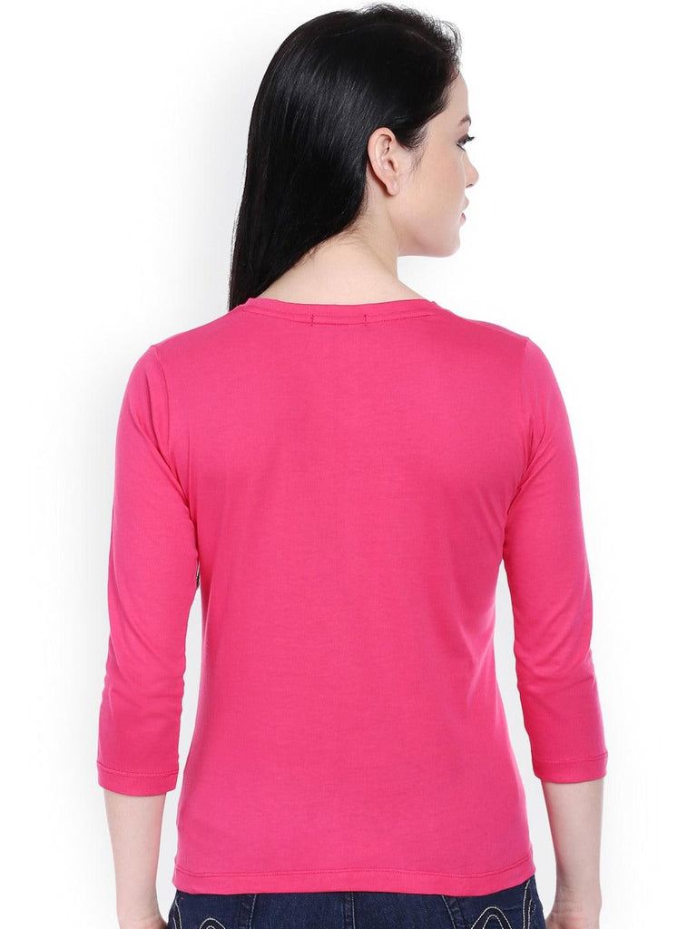 Style Quotient Women Pink V-Neck Solid Fashion Tshirts-Tshirt-StyleQuotient