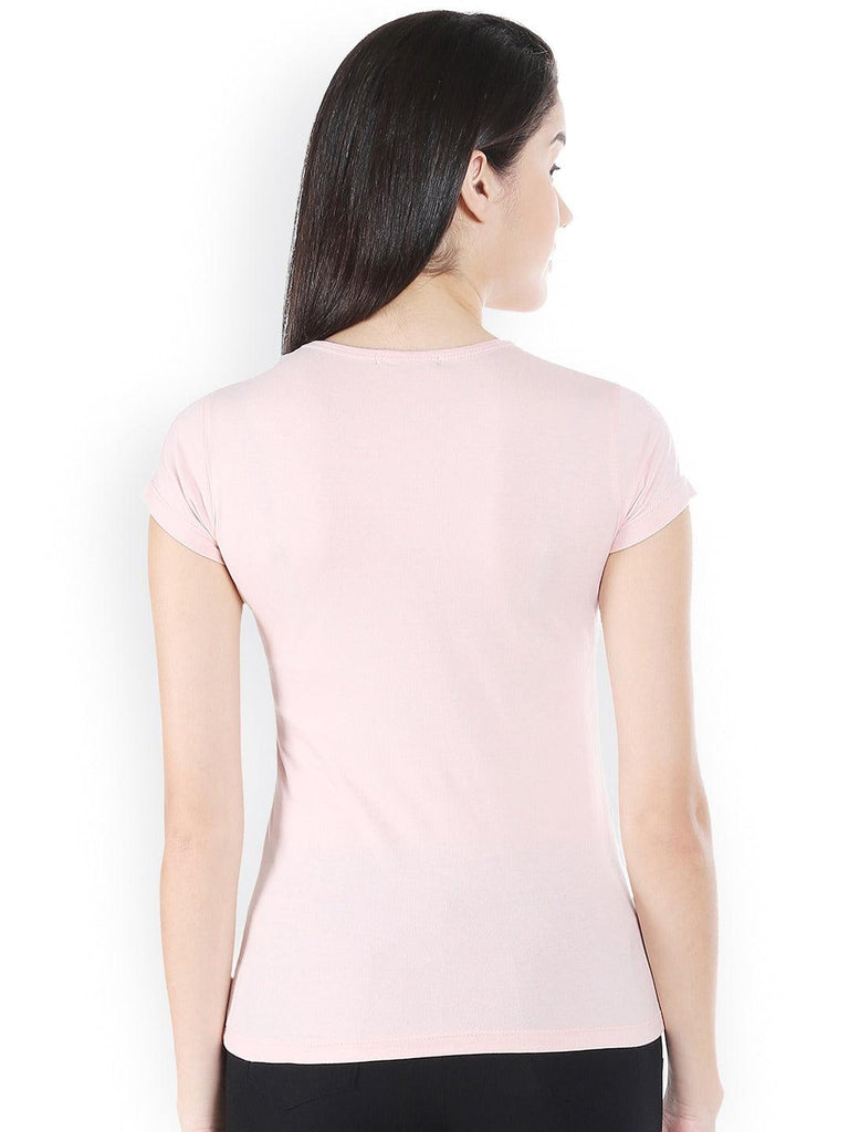 Style Quotient Women Pink Round Neck Typography Fashion Tshirts-Tshirt-StyleQuotient