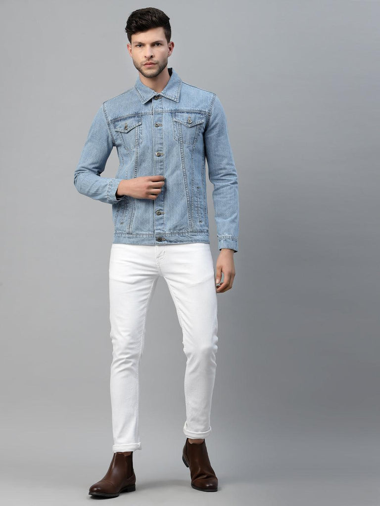 Style Quotient Men Blue Washed Denim Jacket-Men's Jackets-StyleQuotient