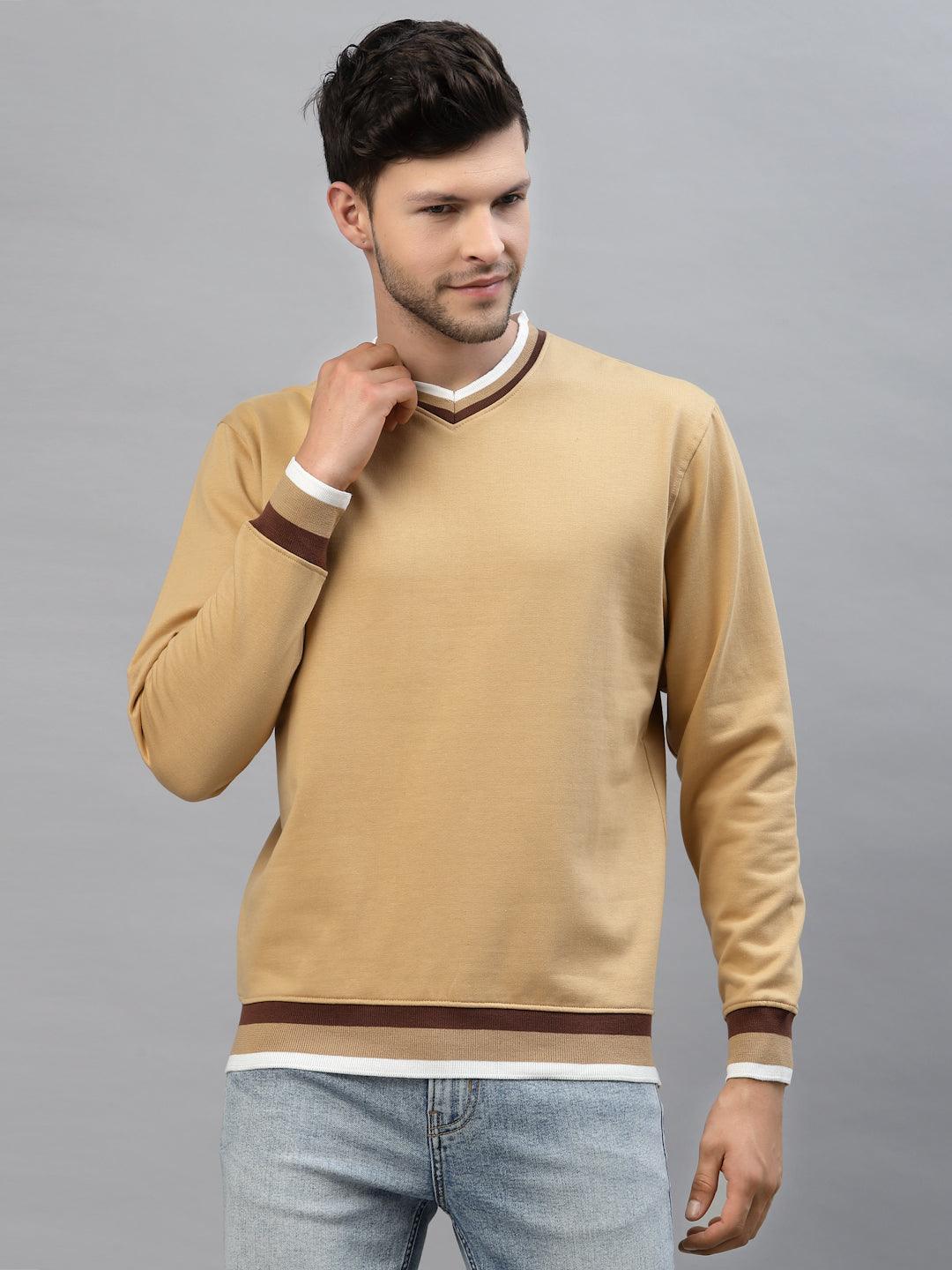 Style Quotient Men Beige Cotton Sweatshirt-Men's Sweatshirts-StyleQuotient