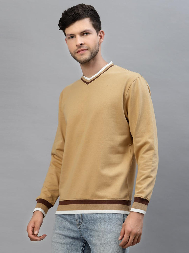 Style Quotient Men Beige Cotton Sweatshirt-Men's Sweatshirts-StyleQuotient