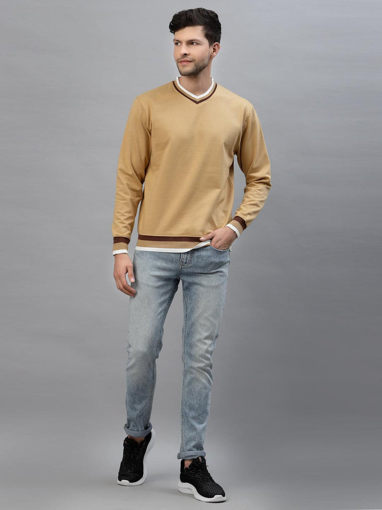 Style Quotient Men Beige Cotton Sweatshirt-Men's Sweatshirts-StyleQuotient