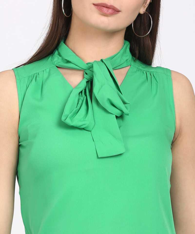 Style Quotient Women Green V-Neck Solid Fashion Tops-Tops-StyleQuotient