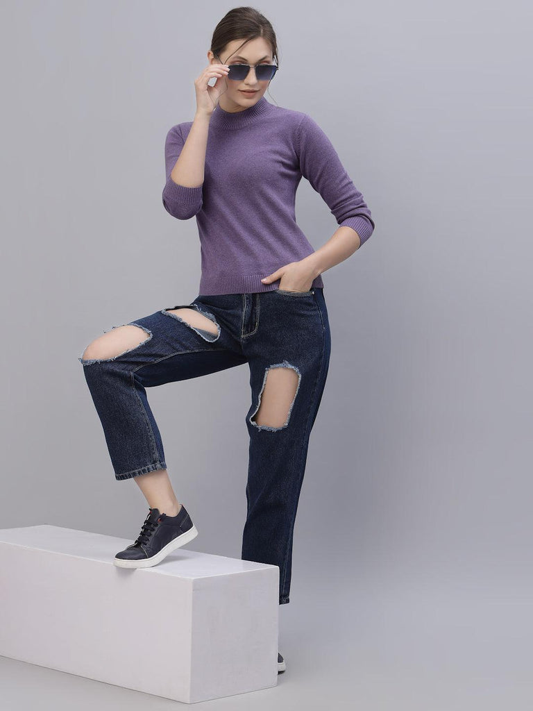 Style Quotient Women Purple Sweatshirt-Sweaters-StyleQuotient