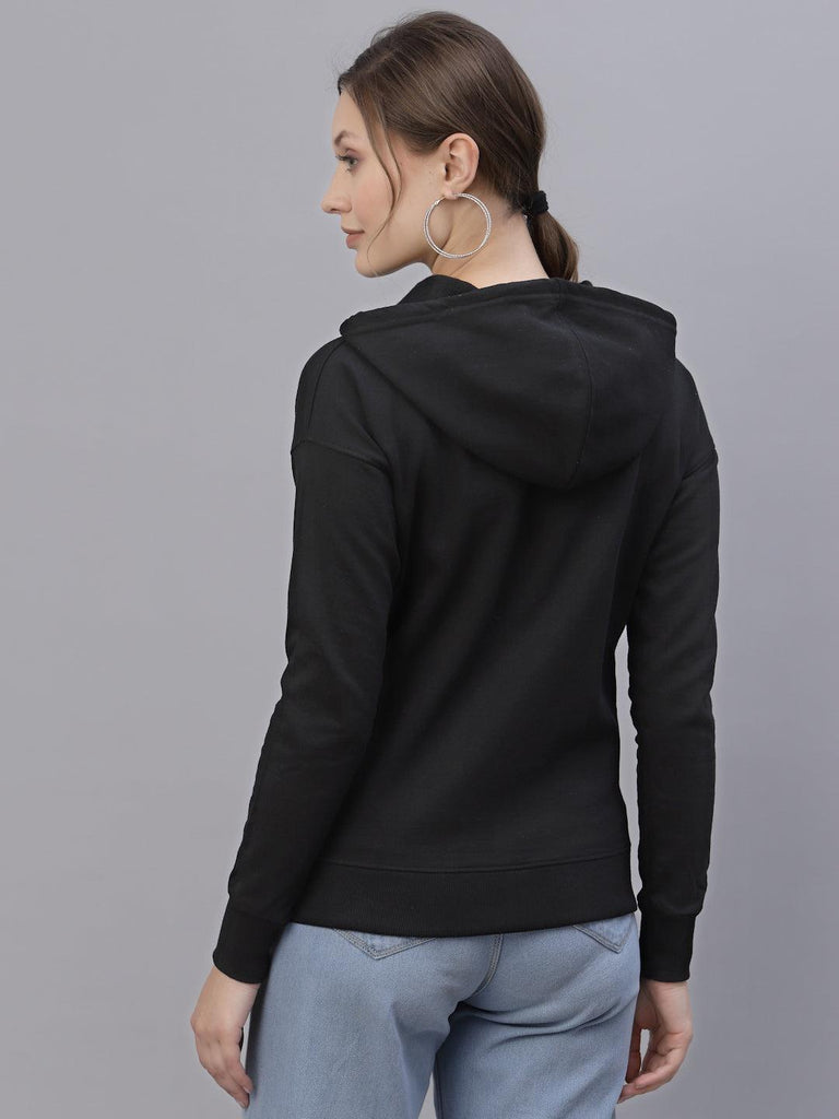 Style Quotient Women Black Hooded Sweatshirt-Sweaters-StyleQuotient