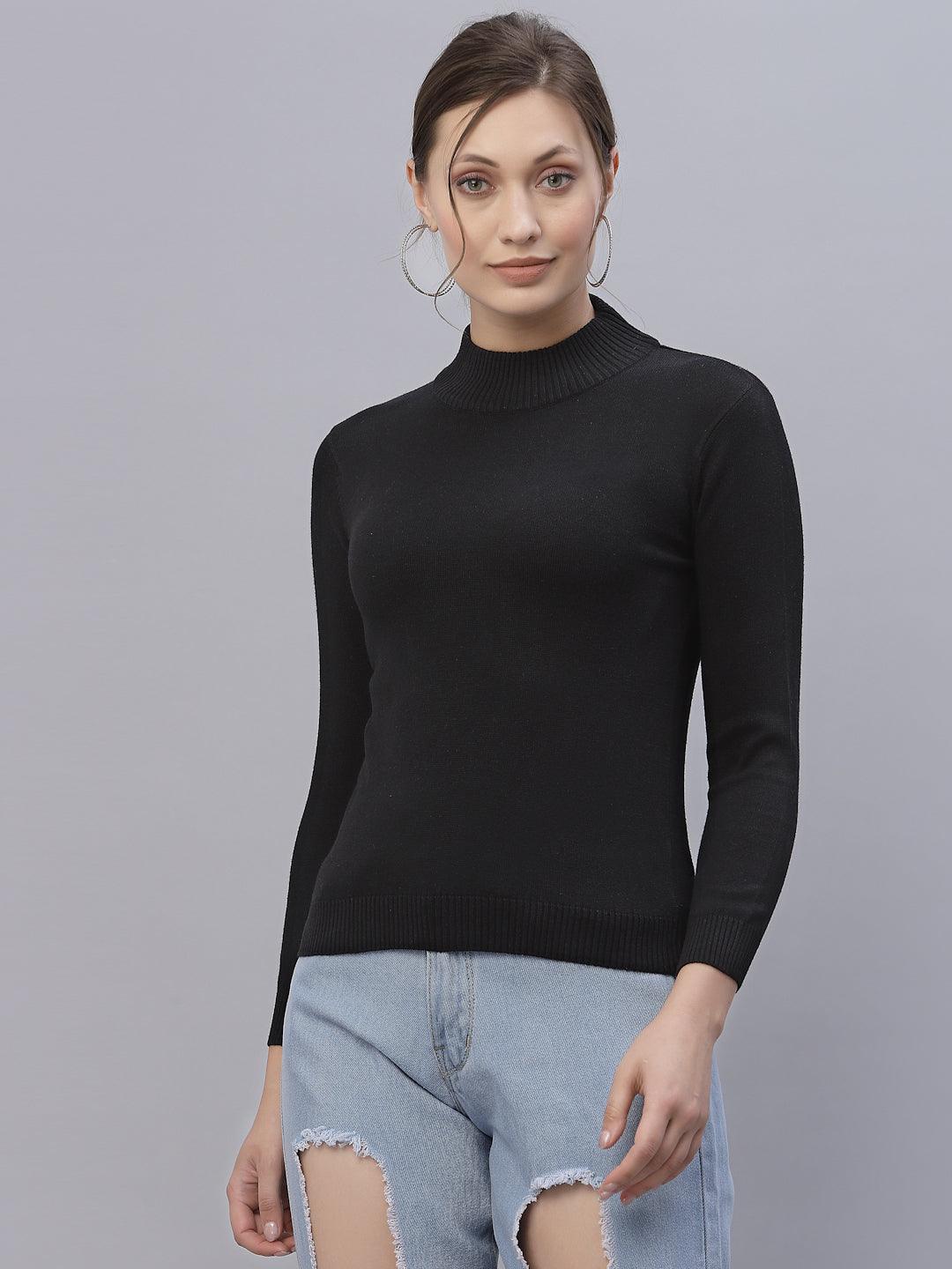 Style Quotient Women Black Sweatshirt-Sweaters-StyleQuotient