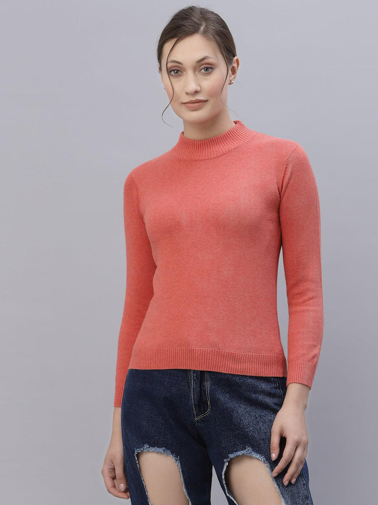 Style Quotient Women Coral Sweatshirt-Sweaters-StyleQuotient