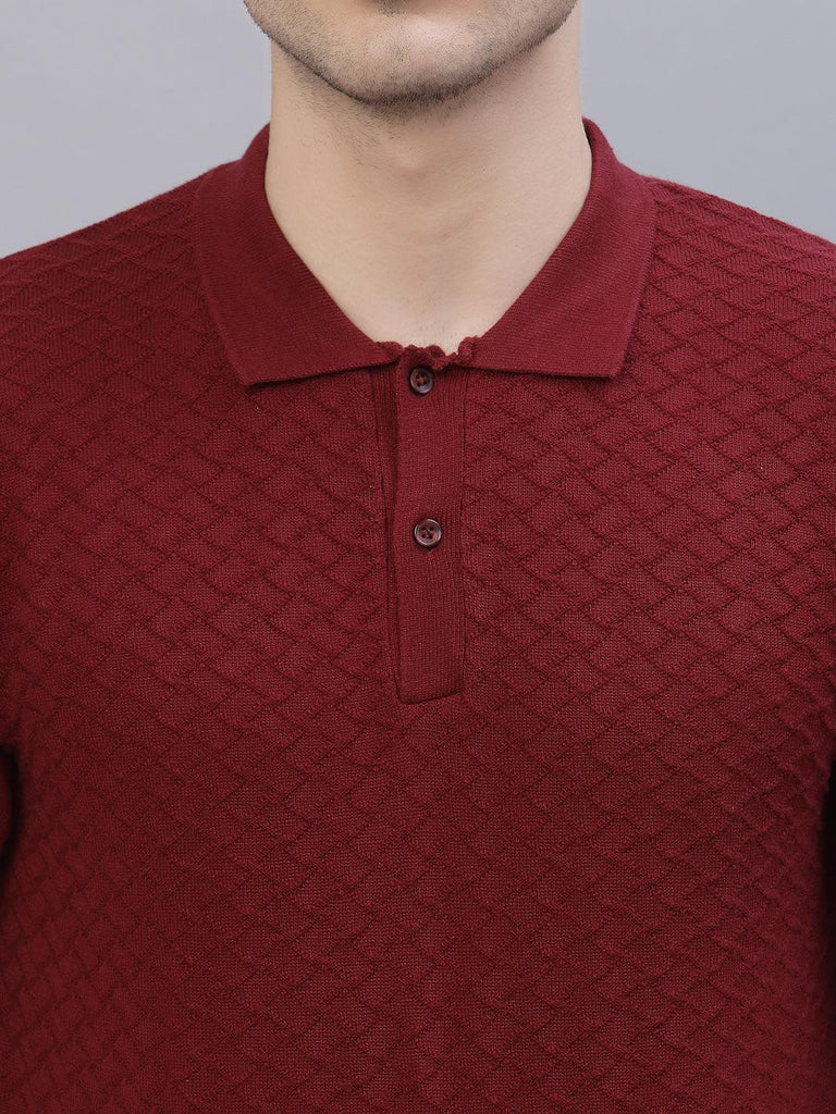 Style Quotient Men Maroon Polo Collar T-shirt-Men's Tshirt-StyleQuotient