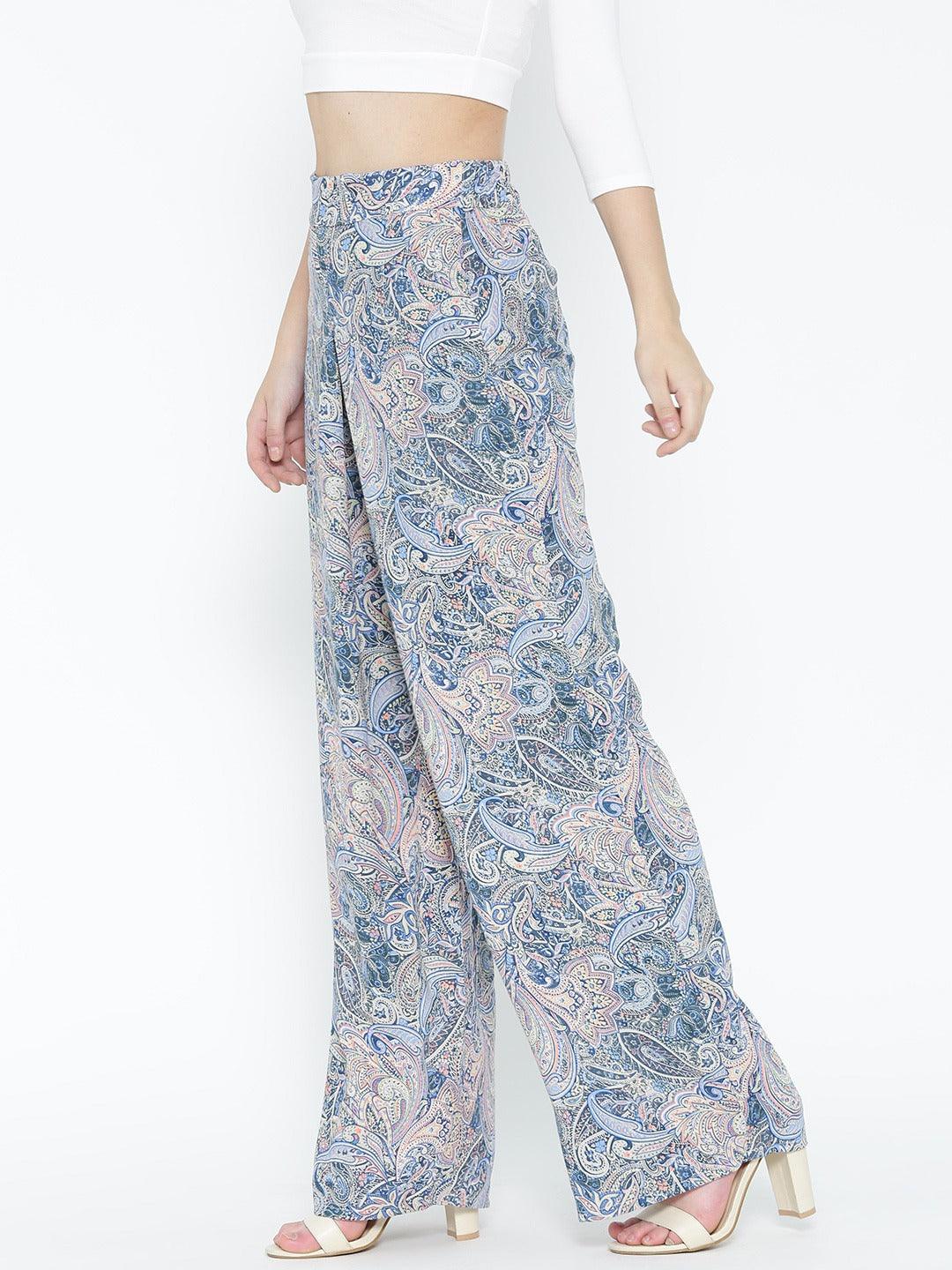 Style Quotient Womens Ethnic Motifs Wide Leg Trouser-Trousers-StyleQuotient