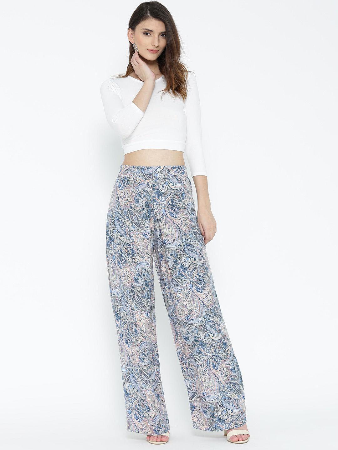 Style Quotient Womens Ethnic Motifs Wide Leg Trouser-Trousers-StyleQuotient