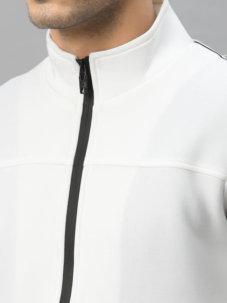 Style Quotient Men White Colourblocked Sporty Jacket-Men's Jackets-StyleQuotient