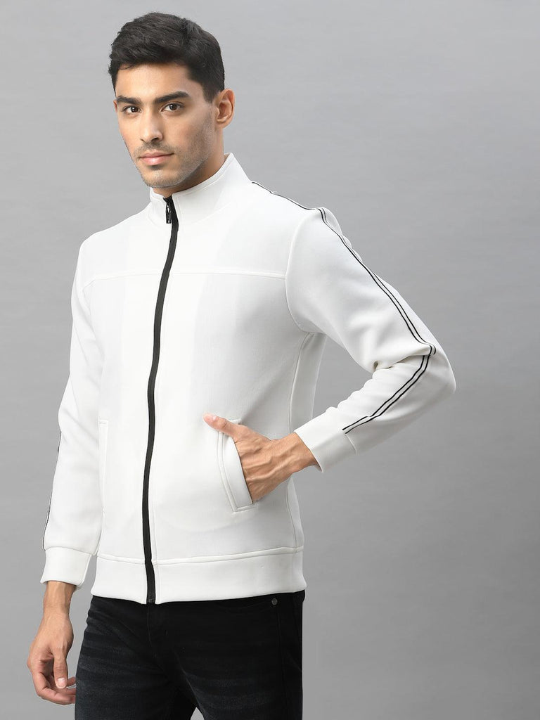 Style Quotient Men White Colourblocked Sporty Jacket-Men's Jackets-StyleQuotient