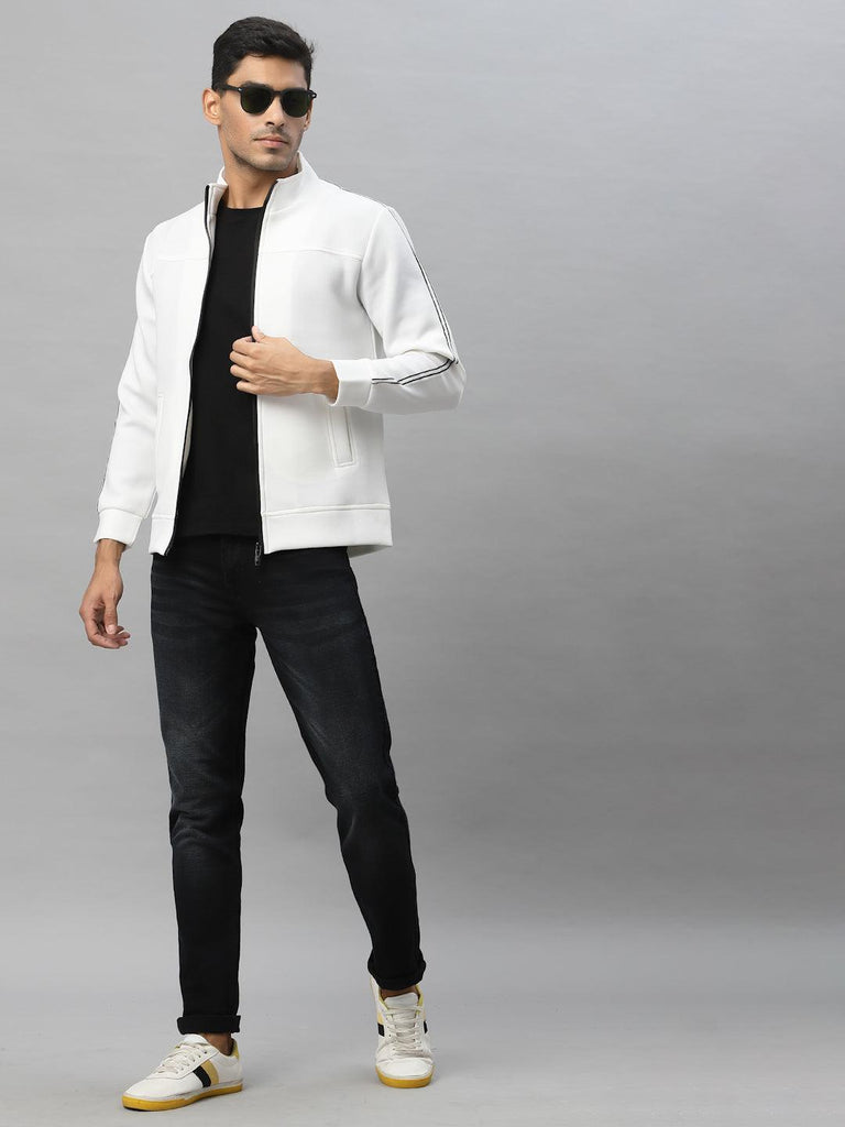 Style Quotient Men White Colourblocked Sporty Jacket-Men's Jackets-StyleQuotient