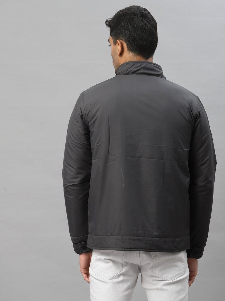 Style Quotient Men Grey Geometric Sporty Jacket-Men's Jackets-StyleQuotient