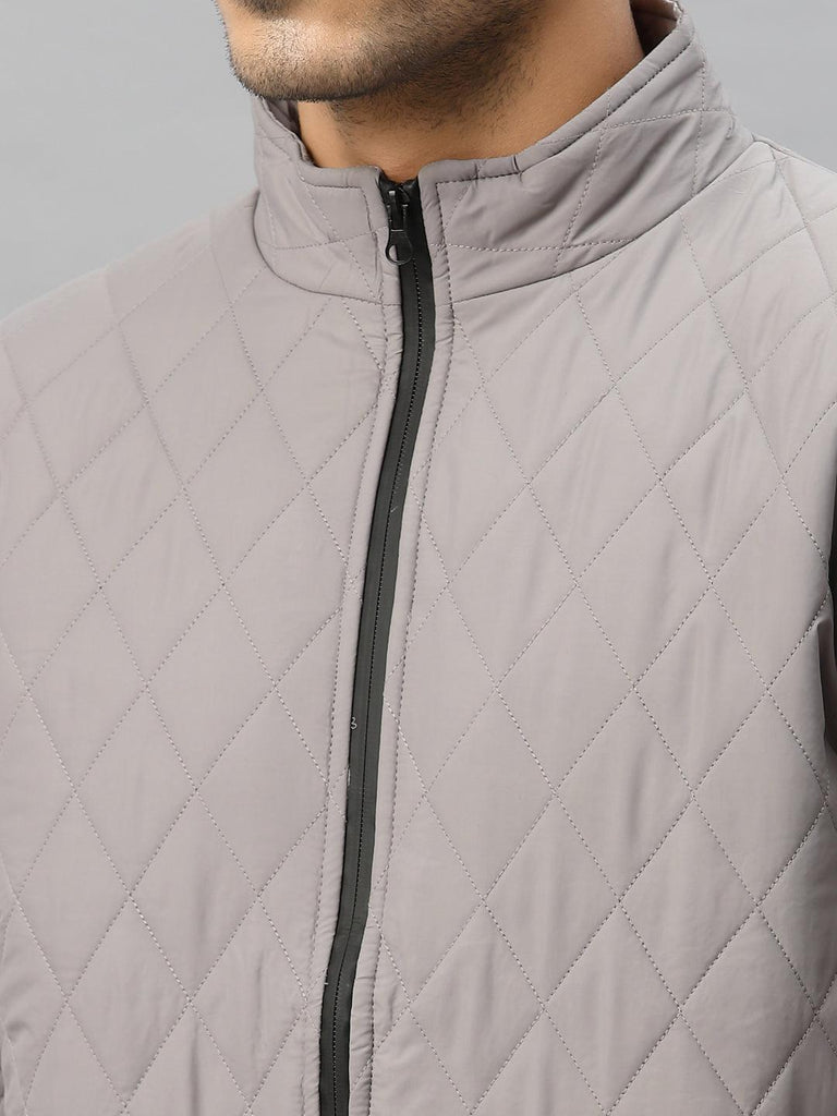 Style Quotient Men Grey Colourblocked Quilted Jacket-Men's Jackets-StyleQuotient