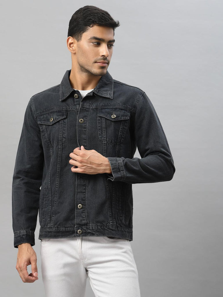 Style Quotient Men Grey Washed Lightweight Denim Jacket-Men's Jackets-StyleQuotient