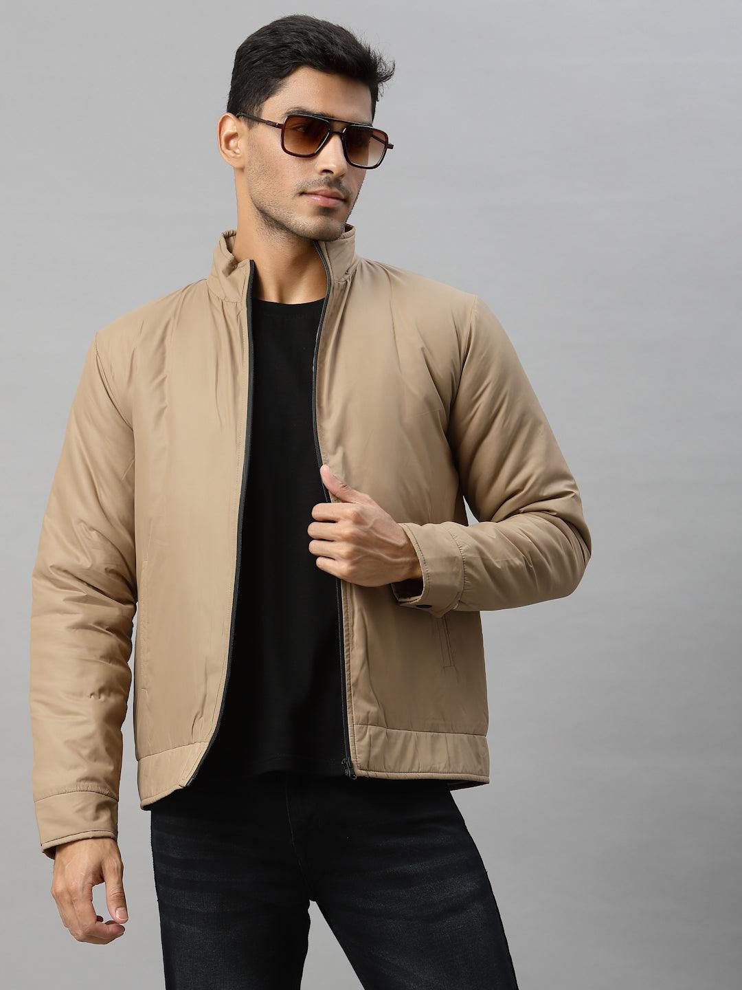 Style Quotient Men Tan Padded Jacket-Men's Jackets-StyleQuotient