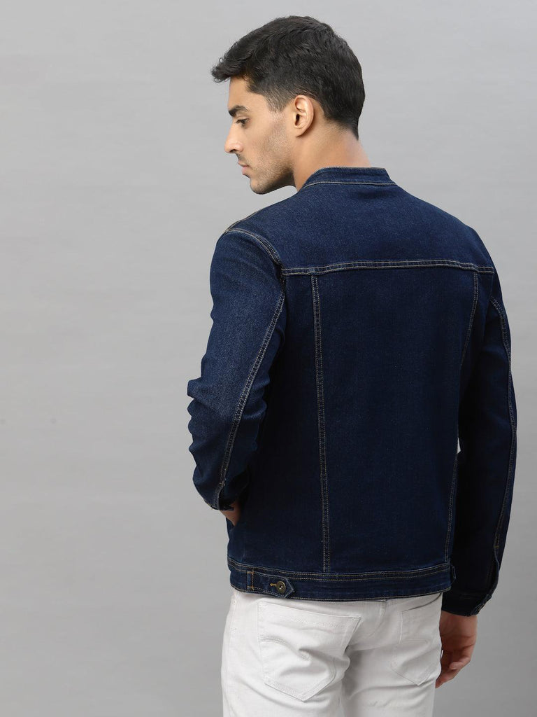 Style Quotient Men Blue Washed Denim Jacket with Embroidered-Men's Jackets-StyleQuotient