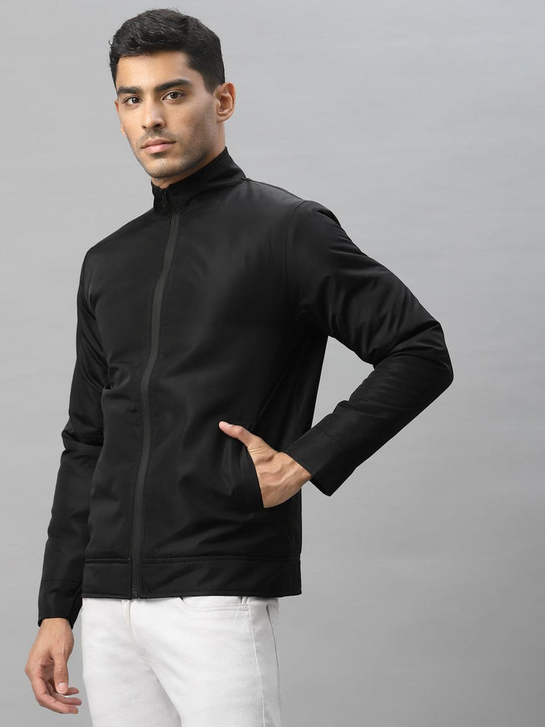 Style Quotient Men Black Camouflage Open Front Jacket with Embroidered-Men's Jackets-StyleQuotient