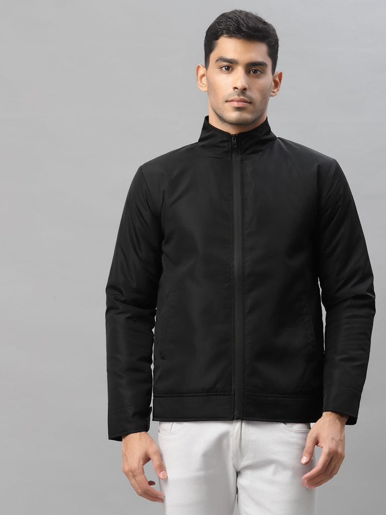Style Quotient Men Black Camouflage Open Front Jacket with Embroidered-Men's Jackets-StyleQuotient