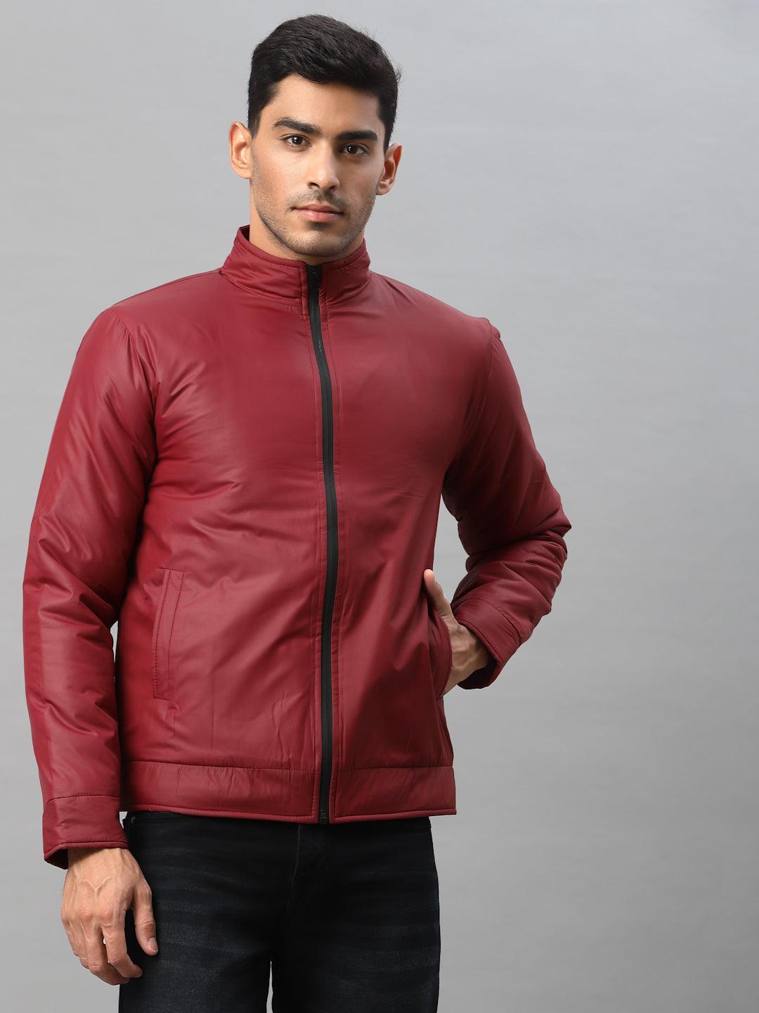 Style Quotient Men Maroon Biker Jacket-Men's Jackets-StyleQuotient