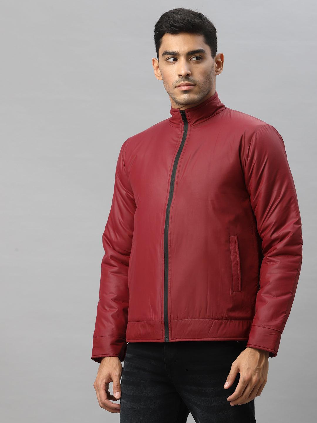 Style Quotient Men Maroon Biker Jacket-Men's Jackets-StyleQuotient