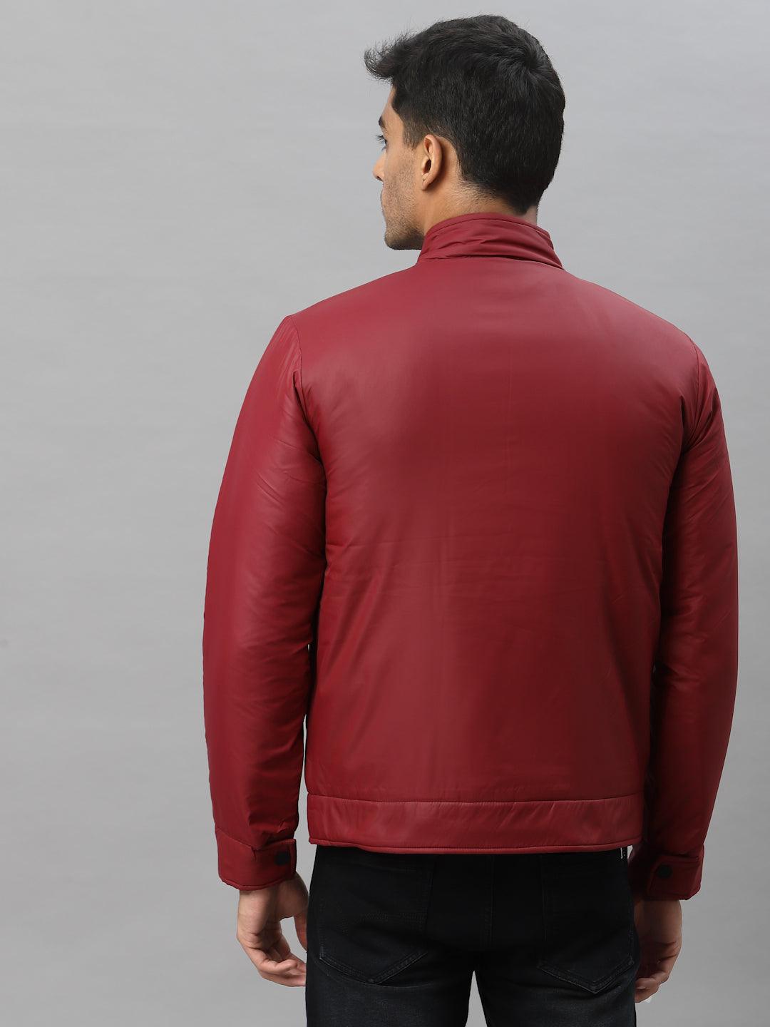 Style Quotient Men Maroon Biker Jacket-Men's Jackets-StyleQuotient