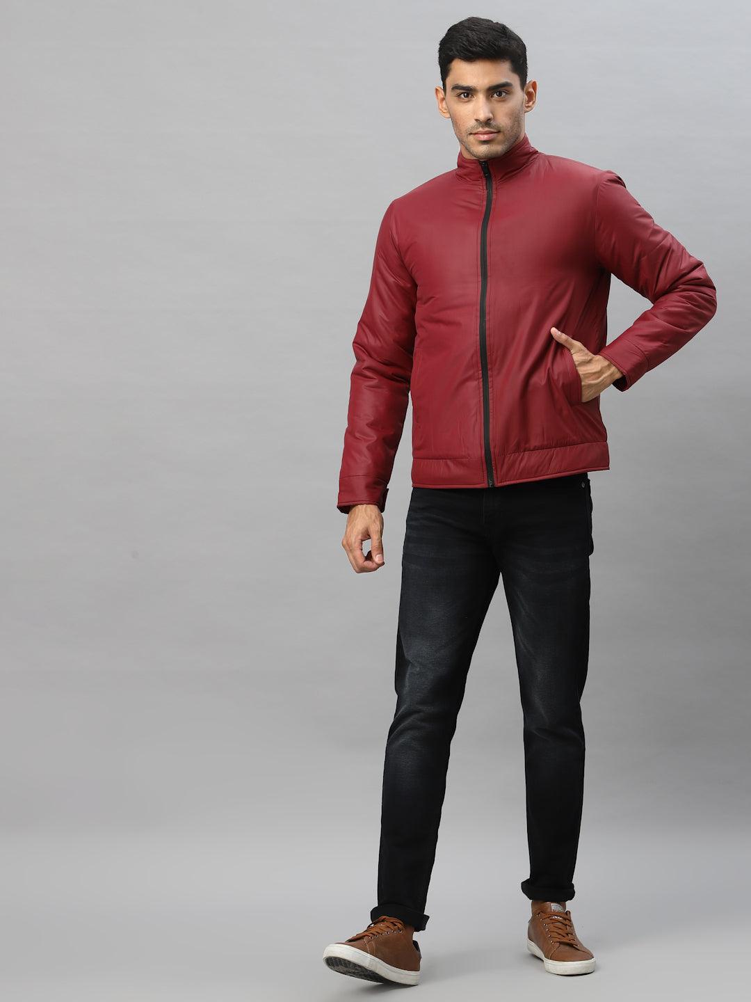 Style Quotient Men Maroon Biker Jacket-Men's Jackets-StyleQuotient