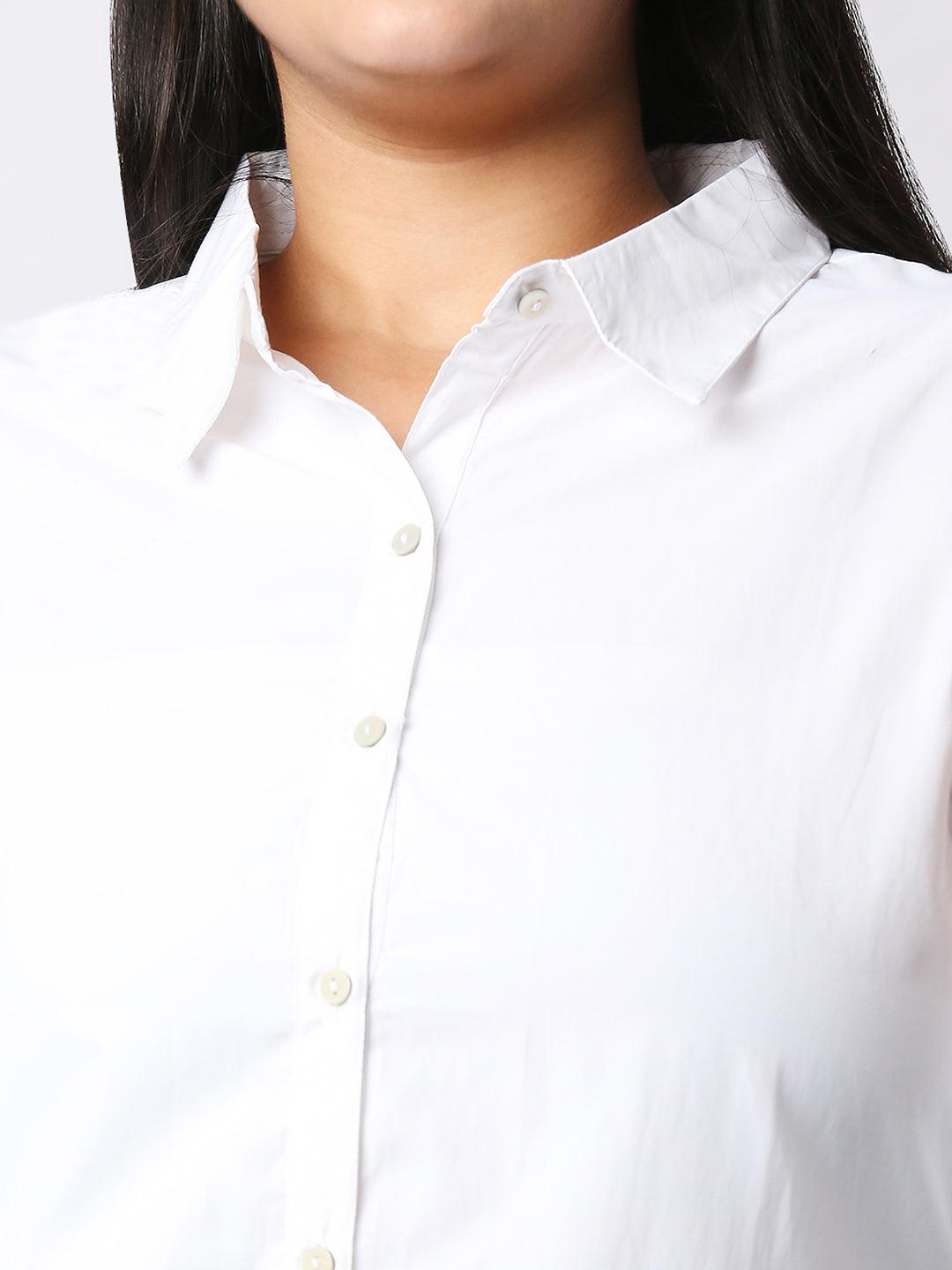 Style Quotient Women White Solid Poly Cotton Regular Formal Shirt-Shirts-StyleQuotient