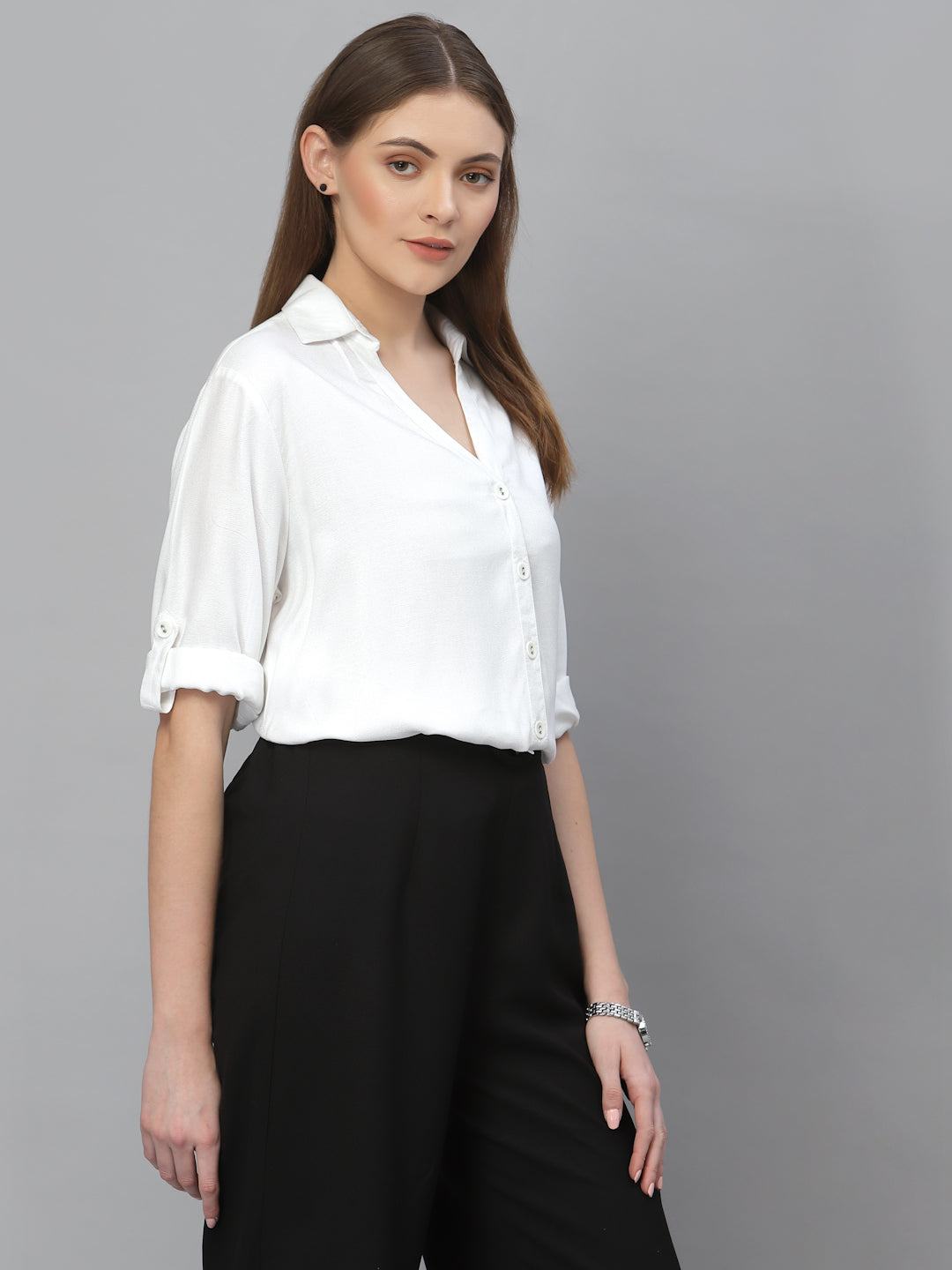 Style Quotient Women White Classic Casual Shirt-Shirts-StyleQuotient