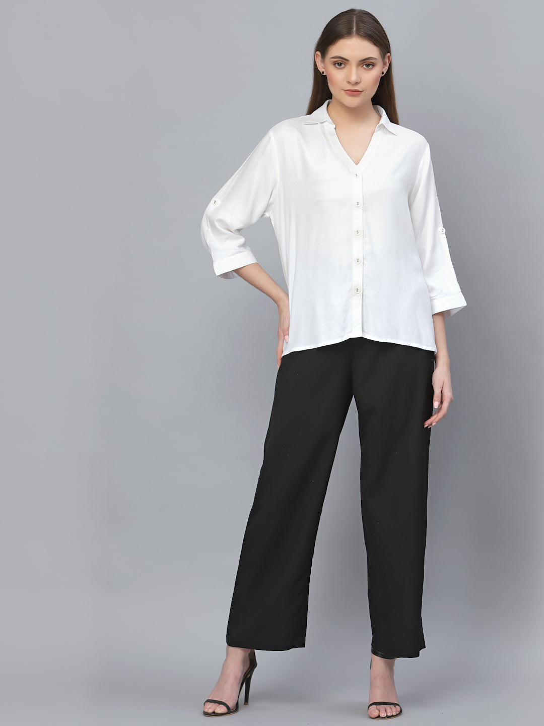 Style Quotient Women White Classic Casual Shirt-Shirts-StyleQuotient