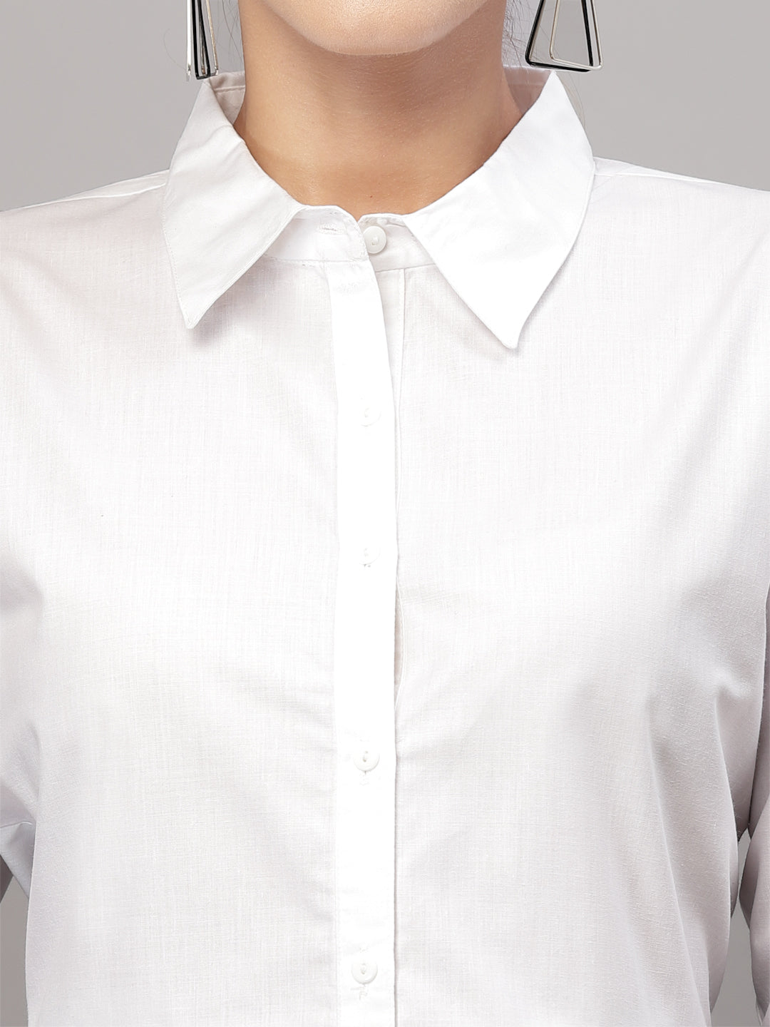 Style Quotient Women Solid White Cotton Regular Formal Shirt-Shirts-StyleQuotient