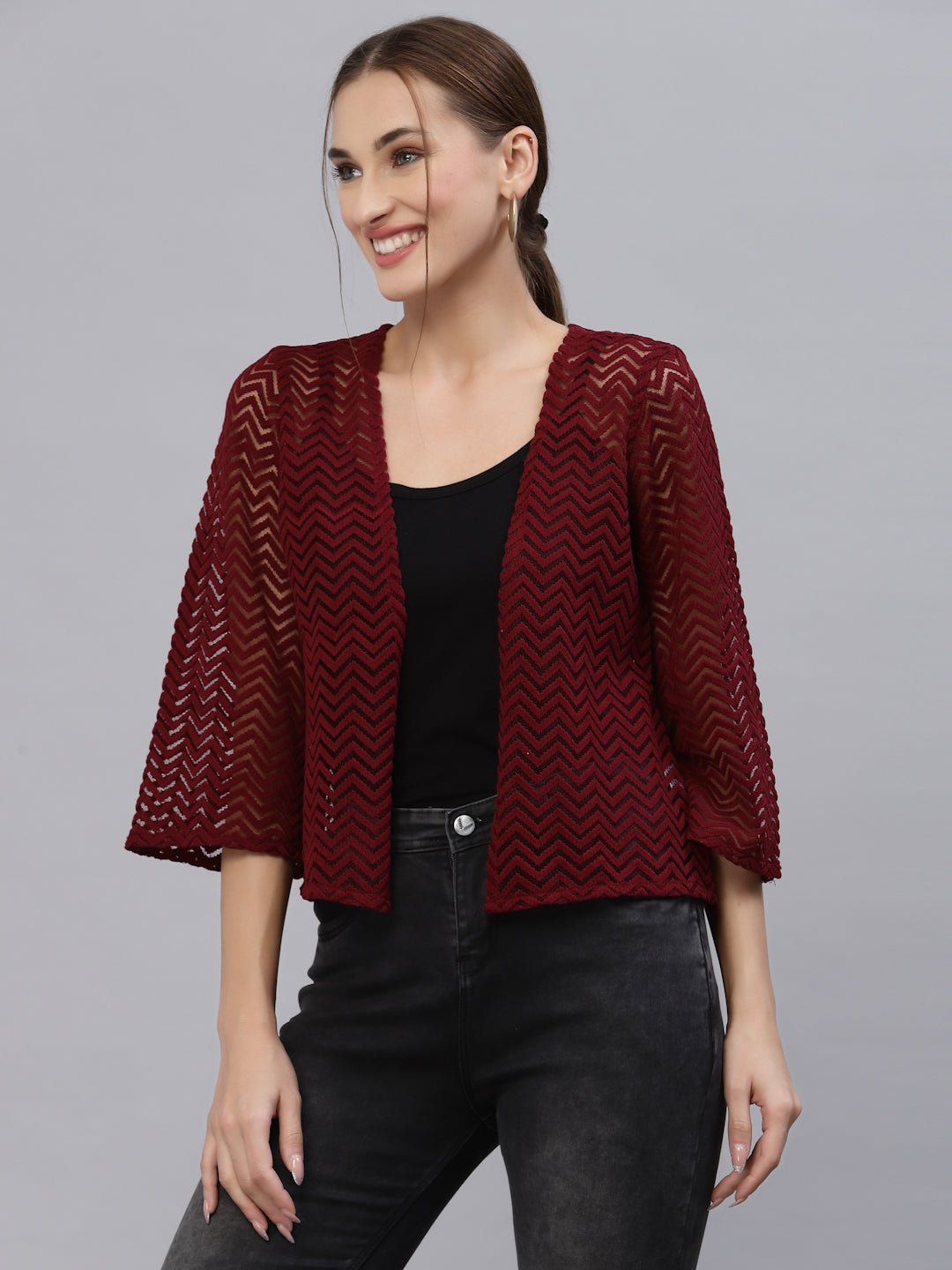 Style Quotient Women Maroon Shrug-Shrug-StyleQuotient