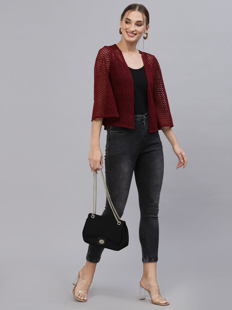 Style Quotient Women Maroon Shrug-Shrug-StyleQuotient