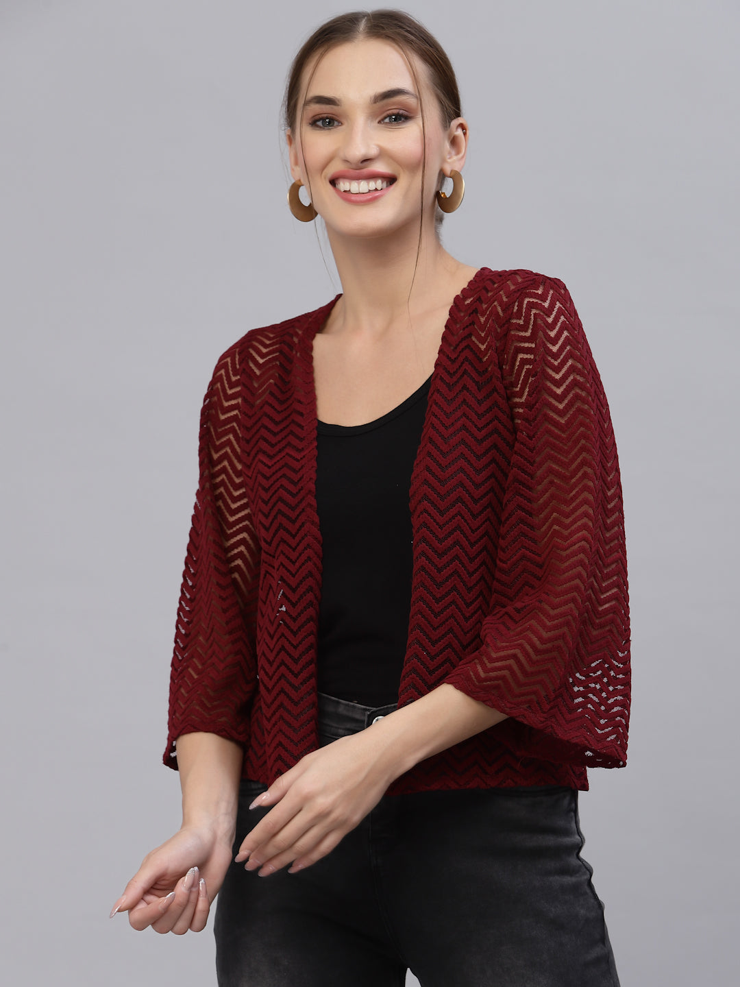 Style Quotient Women Maroon Shrug-Shrug-StyleQuotient