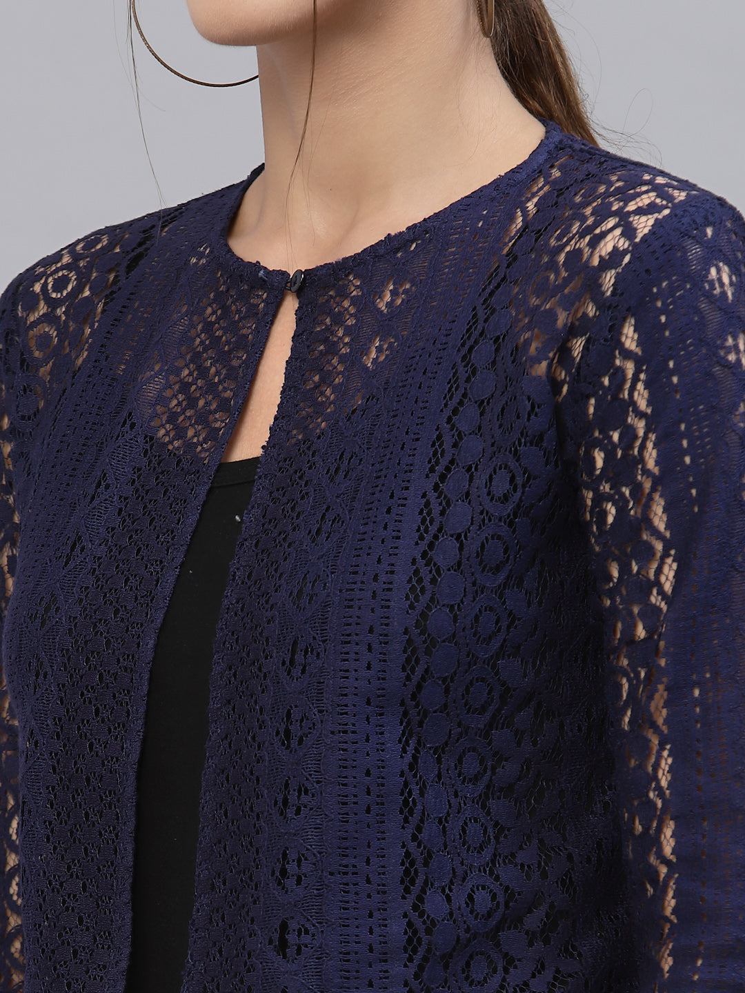 Style Quotient Women Navy Blue Shrug-Shrug-StyleQuotient