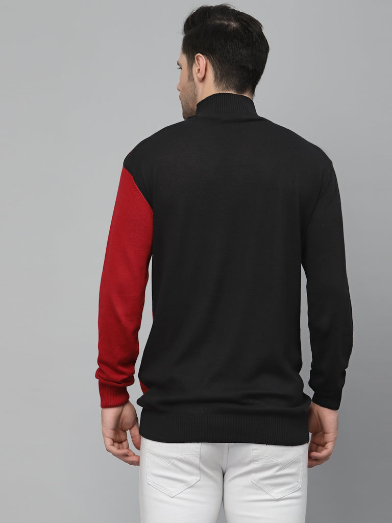 Style Quotient Men Black Colourblocked Sweatshirt-Men's Sweatshirts-StyleQuotient